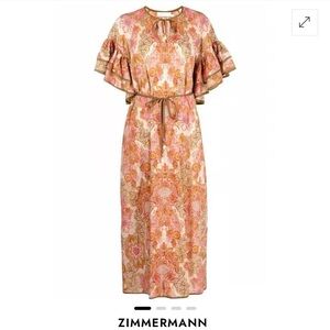 Floral Pink and Green Dress with Shell Accents